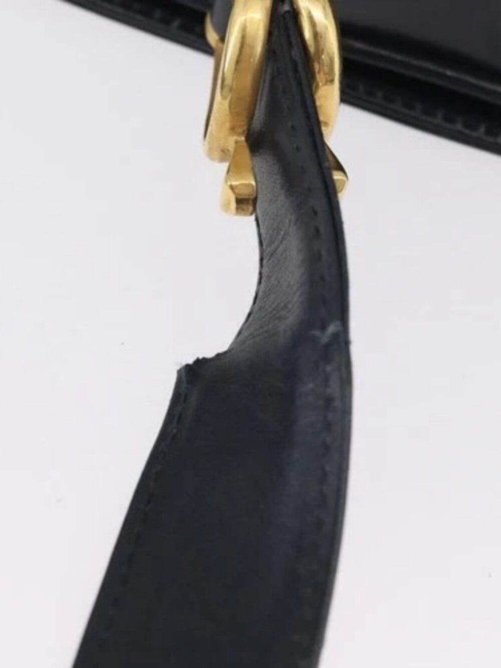 GUCCI Shoulder Bag Leather Navy Gold Auth 169677 - Picture 8 of 15